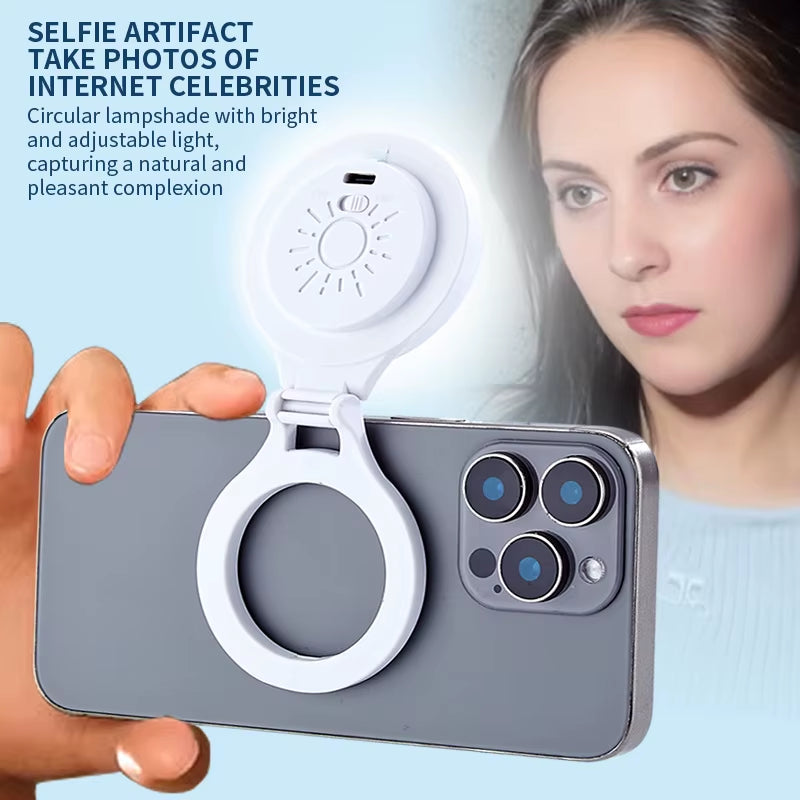 Portable Magnetic Mobile Phone Selfie Fill Light, Rechargeable Phone Selfie Light for Selfies/Photography/Tiktok/Live Streaming